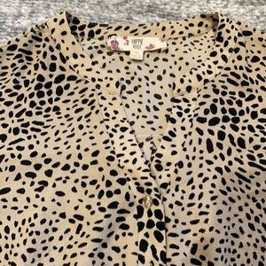 Cheetah Button-Up Twist Front Blouse